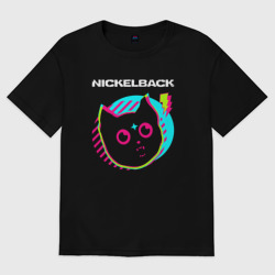 Мужская футболка хлопок Oversize Nickelback rock star cat