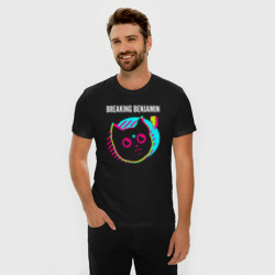 Мужская футболка хлопок Slim Breaking Benjamin rock star cat - фото 2