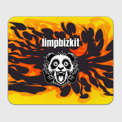Прямоугольный коврик для мышки Limp Bizkit рок панда и огонь