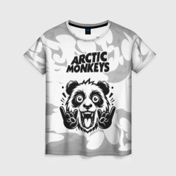 Женская футболка 3D Arctic Monkeys рок панда на светлом фоне