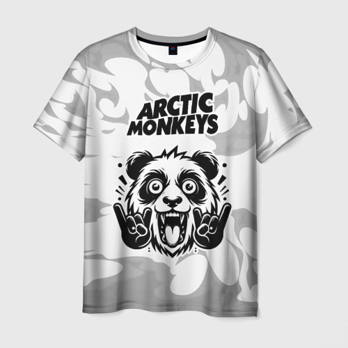 Мужская футболка 3D Arctic Monkeys рок панда на светлом фоне, цвет 3D печать