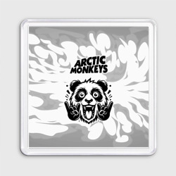 Магнит 55*55 Arctic Monkeys рок панда на светлом фоне