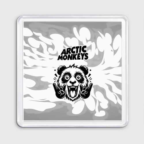 Магнит 55*55 Arctic Monkeys рок панда на светлом фоне