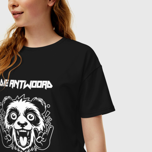 Женская футболка хлопок Oversize Die Antwoord rock panda, цвет черный - фото 3
