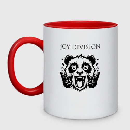 Кружка двухцветная Joy Division - rock panda, цвет белый + красный