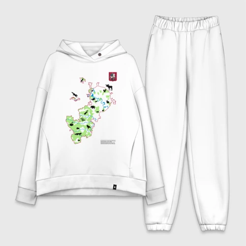 Женский костюм хлопок Oversize Карта природных мест Москвы