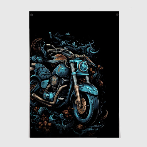 Постеры с принтом Ретро абстрактный мотоцикл, вид спереди №1
