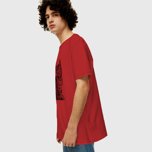 Мужская футболка хлопок Oversize с принтом Котенок симпатяга, вид сбоку #3