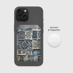 Картхолдер Magsafe магнитный Татуировки майя на дениме - фото 2