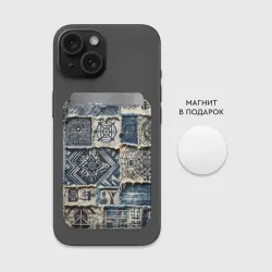 Картхолдер Magsafe магнитный Татуировки майя на дениме - фото 2