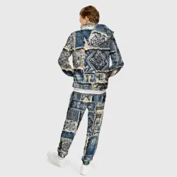 Мужской костюм 3D Татуировки майя на дениме - фото 4