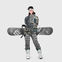 Накидка на куртку 3D Татуировки майя на дениме - фото 2