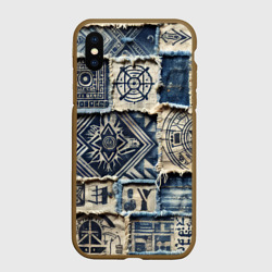 Чехол для iPhone XS Max матовый Татуировки майя на дениме