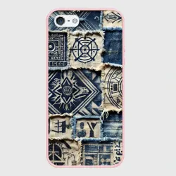 Чехол для iPhone 5/5S матовый Татуировки майя на дениме