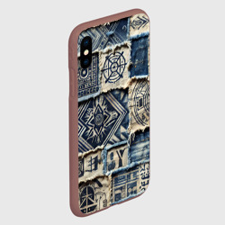 Чехол для iPhone XS Max матовый Татуировки майя на дениме - фото 2