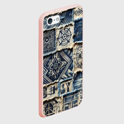 Чехол для iPhone 5/5S матовый Татуировки майя на дениме - фото 2