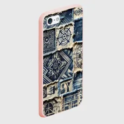 Чехол для iPhone 5/5S матовый Татуировки майя на дениме - фото 2