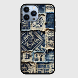 Чехол для iPhone 13 Pro Max Татуировки майя на дениме