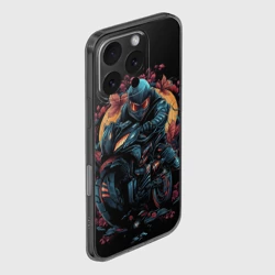 Чехол для iPhone 16 Pro Max силиконовый с защитой камеры Мотоцикл в стиле киберпанк - фото 2