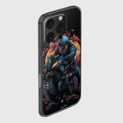 Чехол для iPhone 16 Pro силиконовый с защитой камеры Мотоцикл в стиле  киберпанк - фото 2