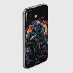 Чехол для iPhone 16 силиконовый с защитой камеры Мотоцикл в стиле  киберпанк - фото 2