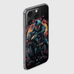 Чехол для iPhone 15 Pro силиконовый с защитой камеры Мотоцикл в стиле  киберпанк - фото 2