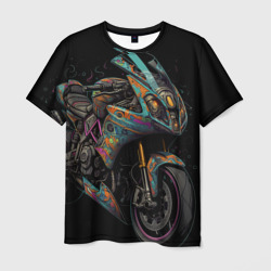 Темный мотоцикл  на черном фоне – Мужская футболка 3D с принтом купить со скидкой в -26%
