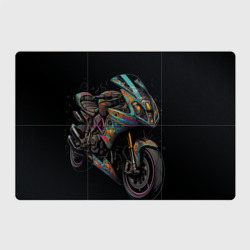 Темный мотоцикл  на черном фоне – Магнитный плакат 3Х2 с принтом купить