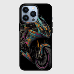 Темный мотоцикл  на черном фоне – Чехол для iPhone 13 Pro с принтом купить