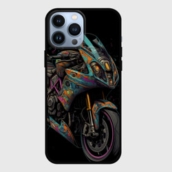 Темный мотоцикл  на черном фоне – Чехол для iPhone 13 Pro Max с принтом купить