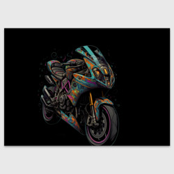 Темный мотоцикл  на черном фоне – Поздравительная открытка с принтом купить