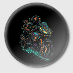 Значок Темный мотоцикл на черном  фоне