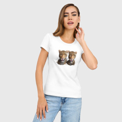 Женская футболка хлопок Slim близнецы гепарды портрет - фото 2