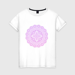 Сиренево-розовая мандала – Женская футболка хлопок с принтом купить со скидкой в -20%
