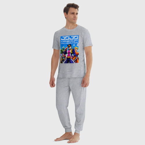 Мужская пижама хлопок с принтом Jojo and Minecraft - collaboration ai art, вид сбоку #3