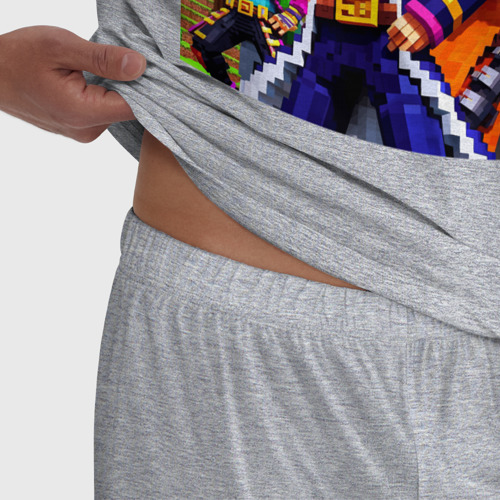 Мужская пижама хлопок с принтом Jojo and Minecraft - collaboration ai art, фото #4