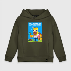 Детское худи Oversize хлопок Homer Simpson and Minecraft - collaboration ai art