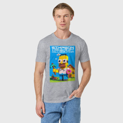 Мужская футболка хлопок Homer Simpson and Minecraft - collaboration ai art - фото 2