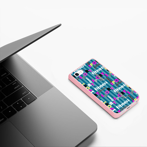 Чехол для iPhone 5/5S матовый Текстовый спортивный узор полосатый яркий , цвет баблгам - фото 5