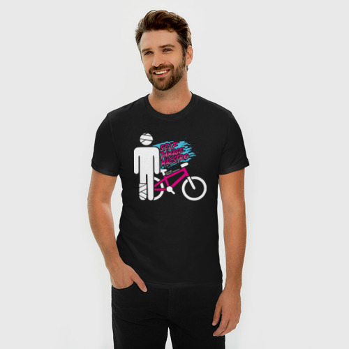 Мужская футболка хлопок Slim с принтом Sports mechanics Bicyclist, фото на моделе #1
