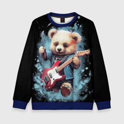Детский свитшот 3D Плюшевый медведь музыкант с гитарой