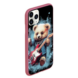 Чехол для iPhone 11 Pro Max матовый Плюшевый медведь музыкант с гитарой - фото 2