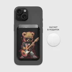 Картхолдер Magsafe магнитный Плюшевый медведь музыкант  с гитарой - фото 2