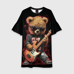 Детское платье 3D Плюшевый медведь музыкант  с гитарой