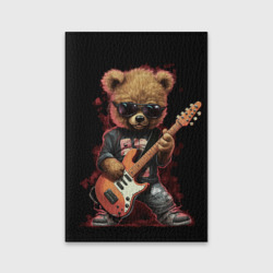 Обложка для паспорта матовая кожа Плюшевый медведь музыкант  с гитарой