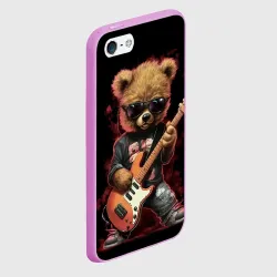 Чехол для iPhone 5/5S матовый Плюшевый медведь музыкант  с гитарой - фото 2
