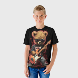 Детская футболка 3D Плюшевый медведь музыкант  с гитарой - фото 2