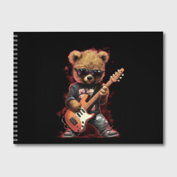 Альбом для рисования Плюшевый медведь музыкант  с гитарой