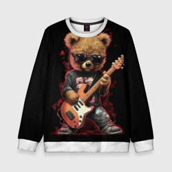 Детский свитшот 3D Плюшевый медведь музыкант  с гитарой