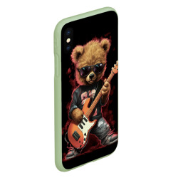 Чехол для iPhone XS Max матовый Плюшевый медведь музыкант  с гитарой - фото 2